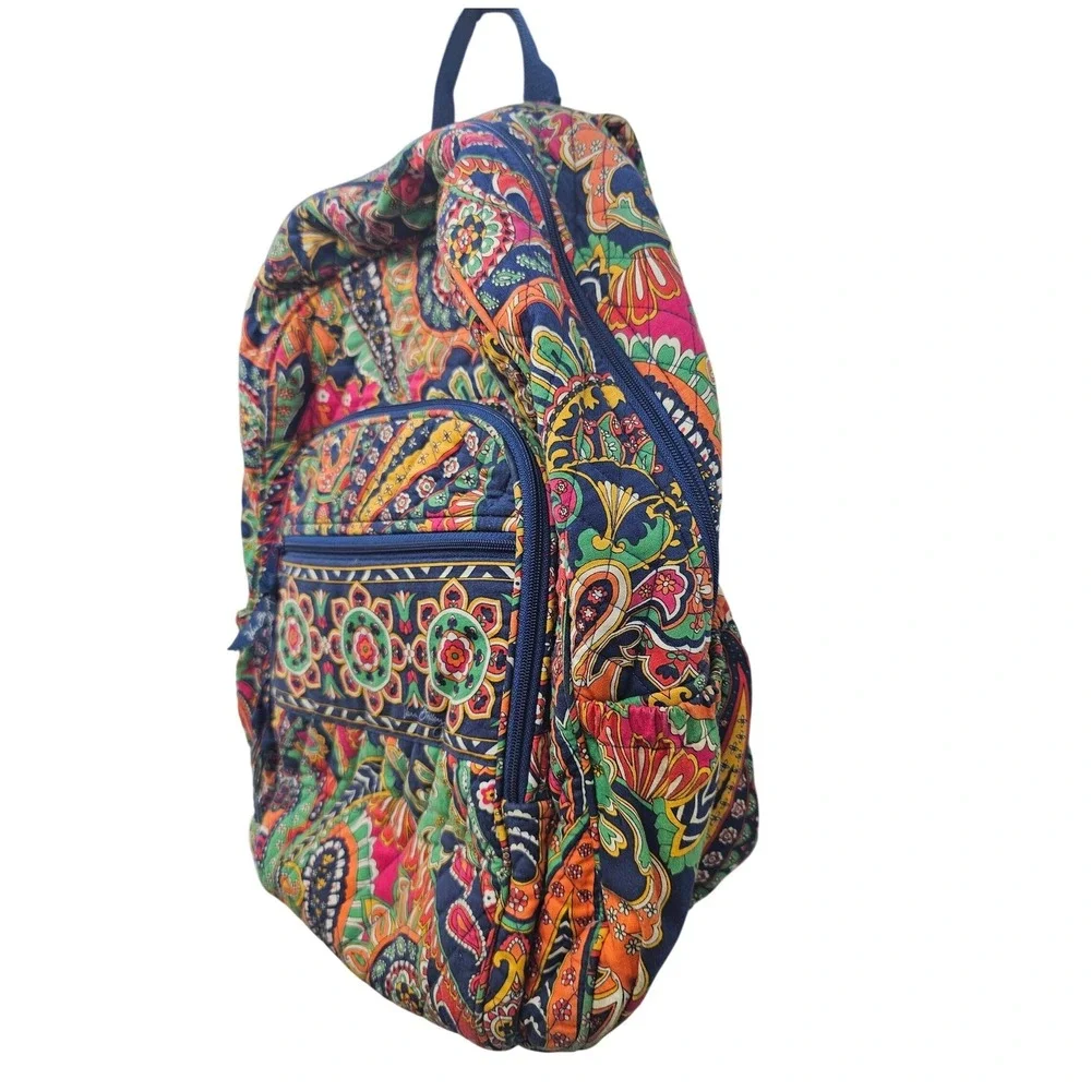 Vera Bradley Lilli Bell Paisley Quilted Cotton Backpack Multi-Color Boho Bag